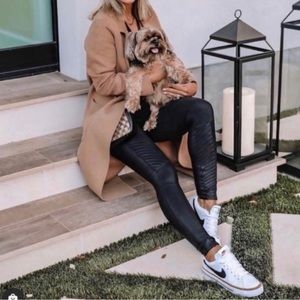 Spanx Faux Leather Moto Leggings sz M Black